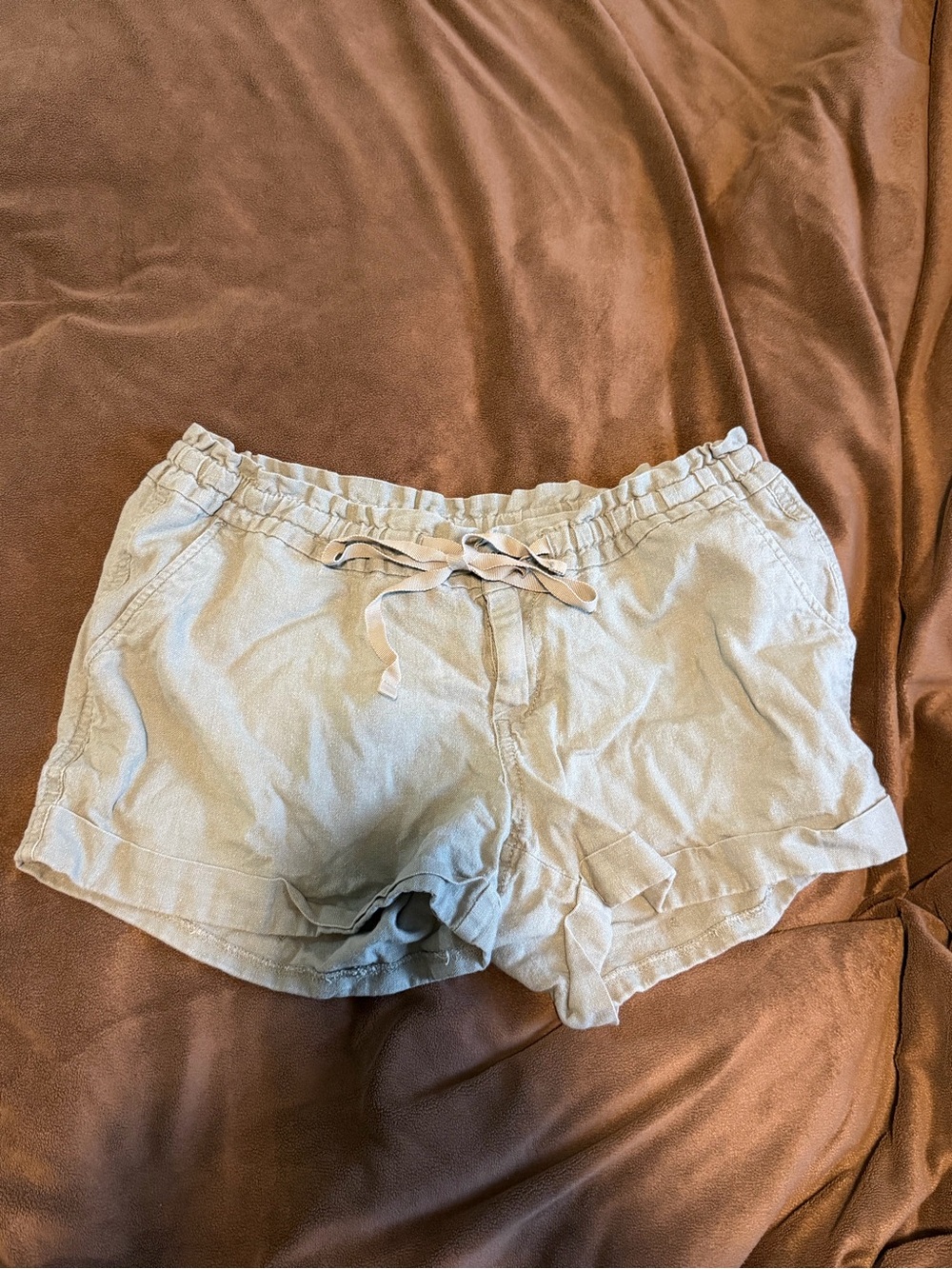 Old Navy Size 2 Sage Linen-Blend Paperbag-Waist Shorts